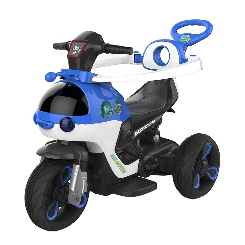 New Children's Electric Motorcycle male and Female Baby avec Push Handle avec guardrail Toy Three - wheeled Motorcycle