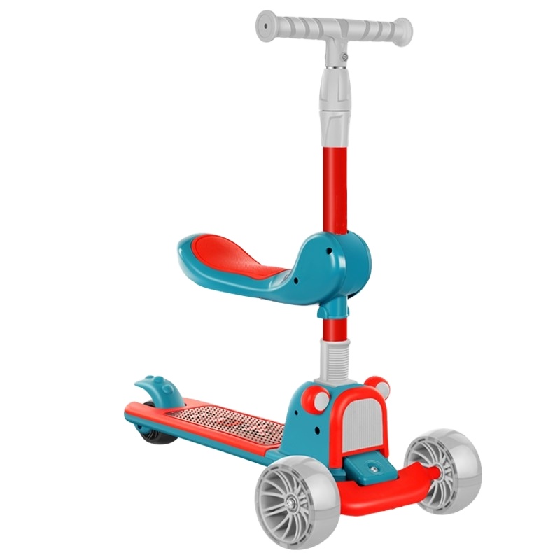 Children Scooter 3 Wheel Scooter With Flash Wheels Kick For 2-12 Year Kids Adjustable Height 3 In 1 Pedial Scooter For Baby 2-7 Y