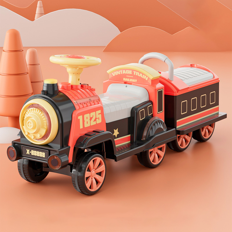 Wholesale children's electric retro small train can sit and ride charging boys and girls too car baby four wheeled car