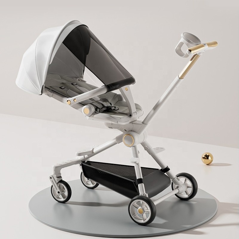 2023 Gute Qualität Baby Kinderwagen Eine Hand Ein Schritt Falten Ständer Wenn gefaltet Baby Kinderwagen